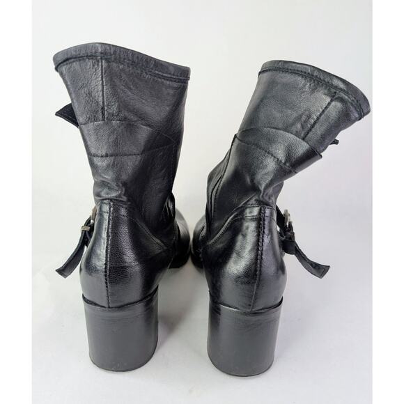 Croatian Black Ankle Combat Boots Moto Buckle Zipper Punk Goth 10M - Picture 5 of 11